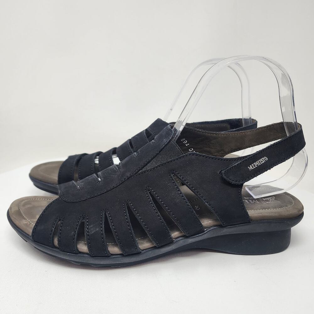 Mephisto Praline Air-Relax Sandal EU40/US10 Black Nubuck Leather Strappy Shoes - Picture 5 of 14